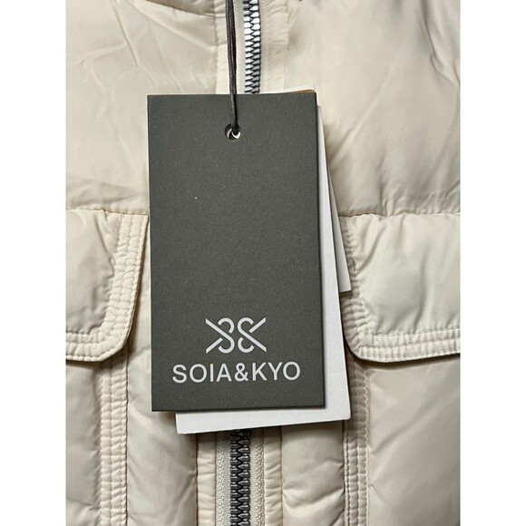 NWT Soia & Kyo Women's L Deanna Down Puffer Vest Coat Cream Winter Outdoors Lux - Picture 5 of 12